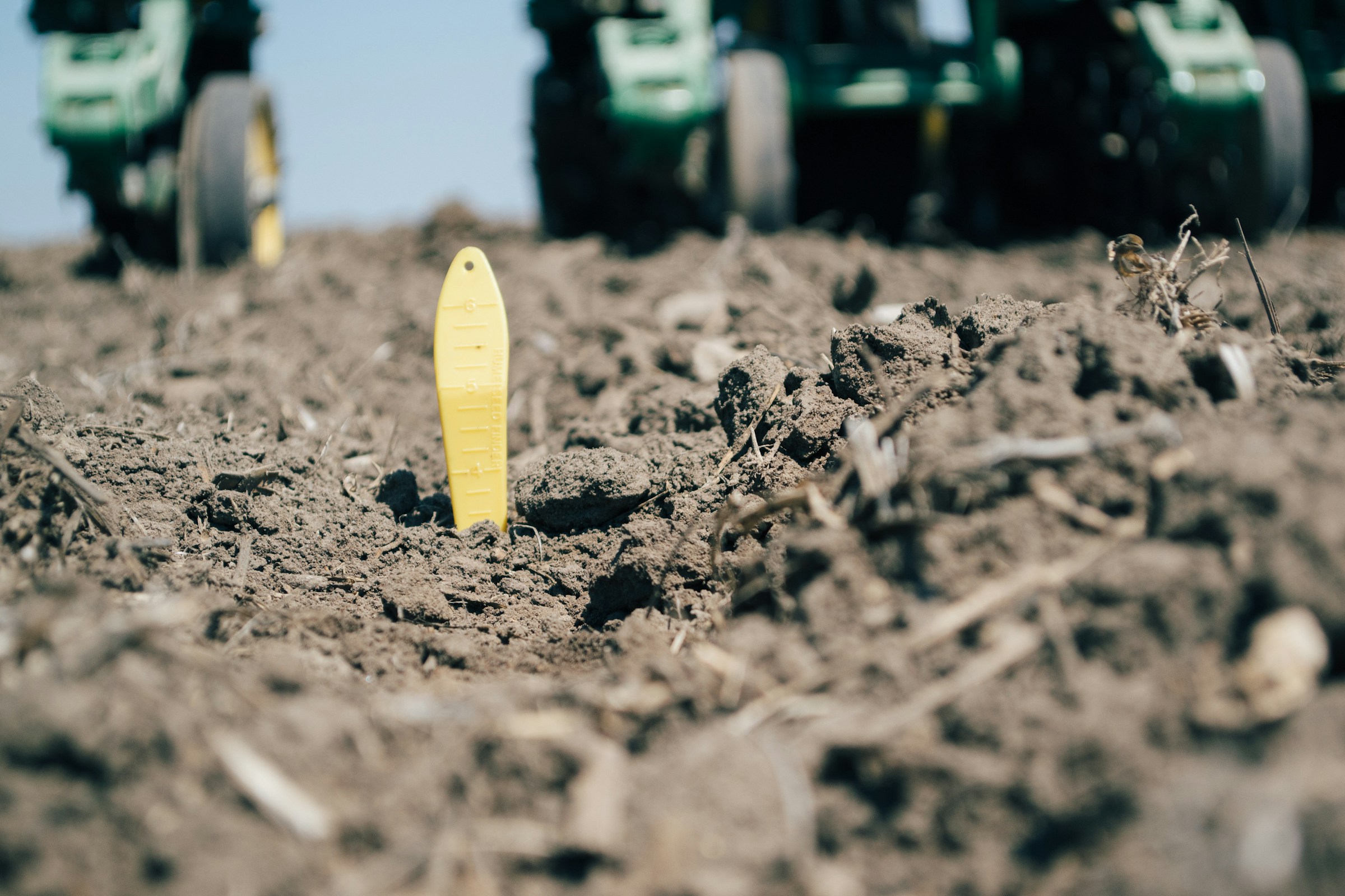 Illustrative soil depth measurement in a cultivated field